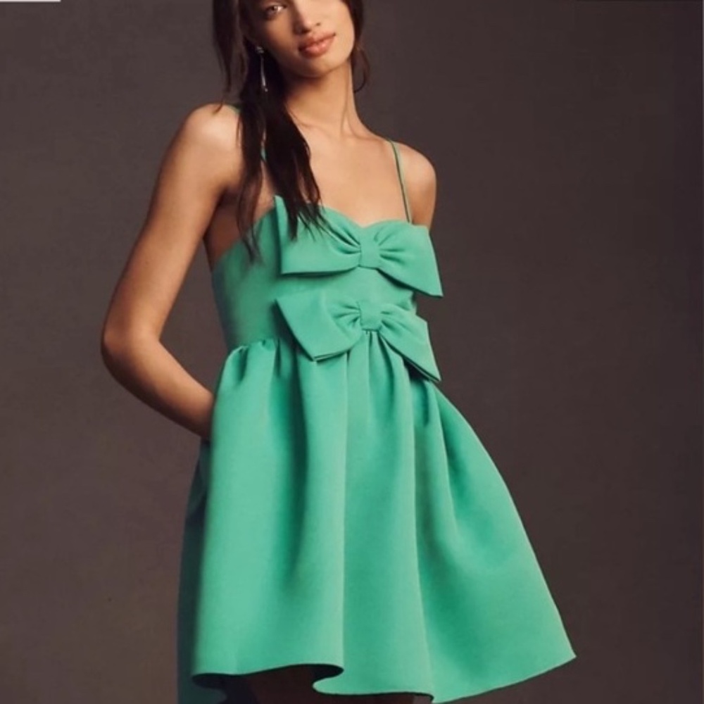 Sachin + Babi Green Bow Top Mini Dress Size L